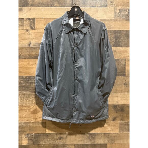 Dickies Men’s Snap Front Nylon Coaches Jacket – Grey – Size Small - Picture 10 of 10